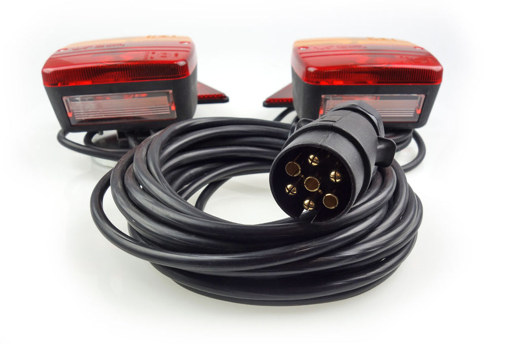7-Polige magnetische aanhanger verlichting incl. bekabeling en reflectoren