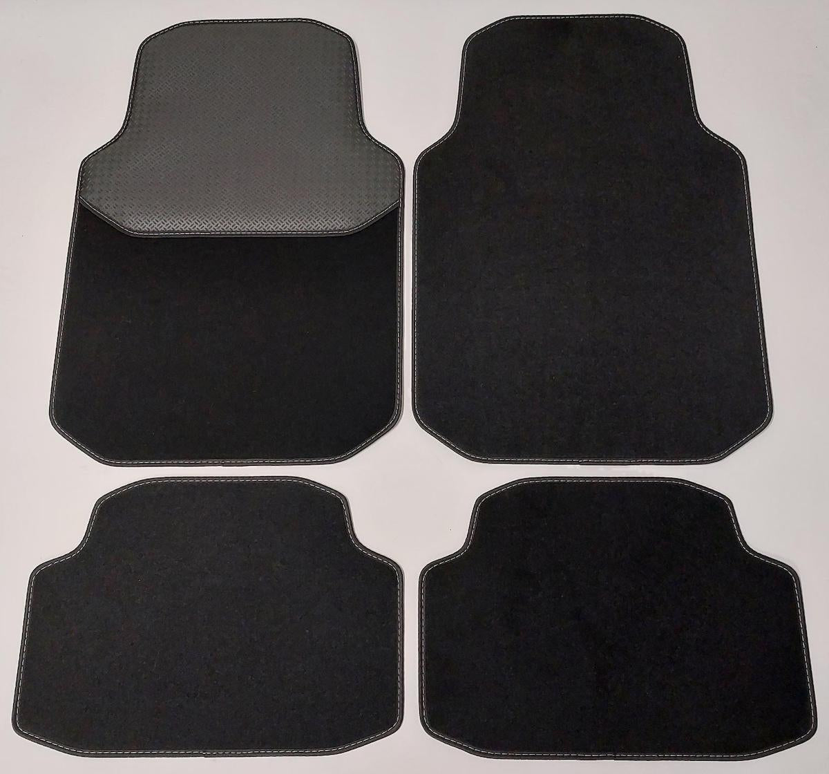 Universele automatten zwart met witte stiksels - 4-delig