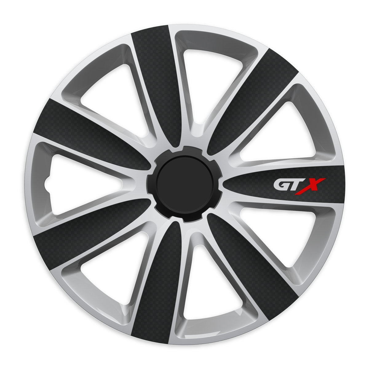 Wieldoppen GTX carbon Zwart & Zilver 14 inch - 4 stuks