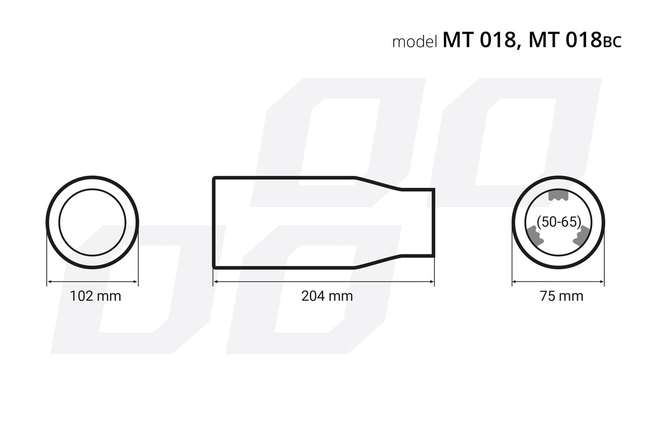 RVS uitlaat sierstuk 1x102mm - MT 018