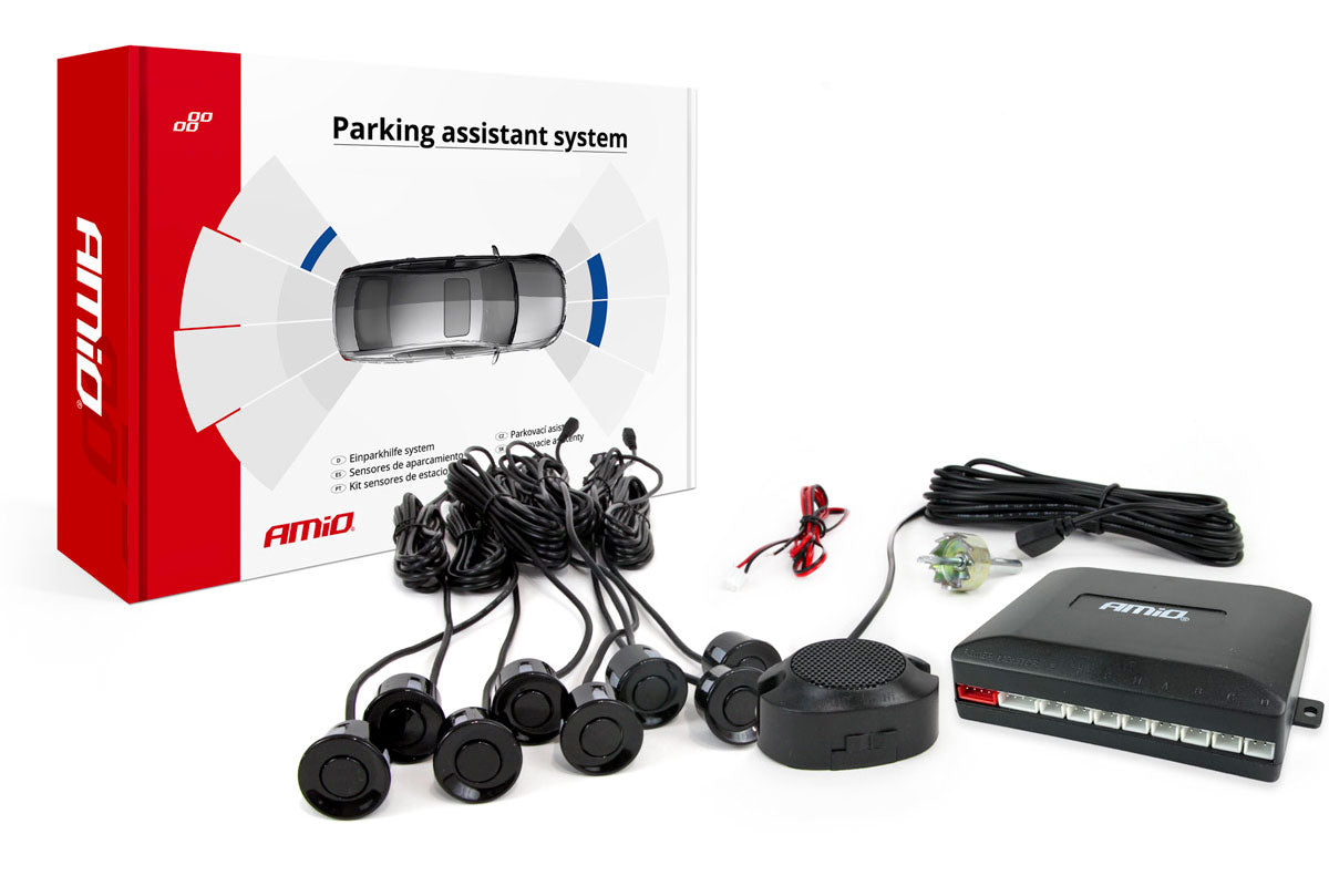 Parkeersensoren / Parkeerhulp met geluid en 8 sensoren - Zwart