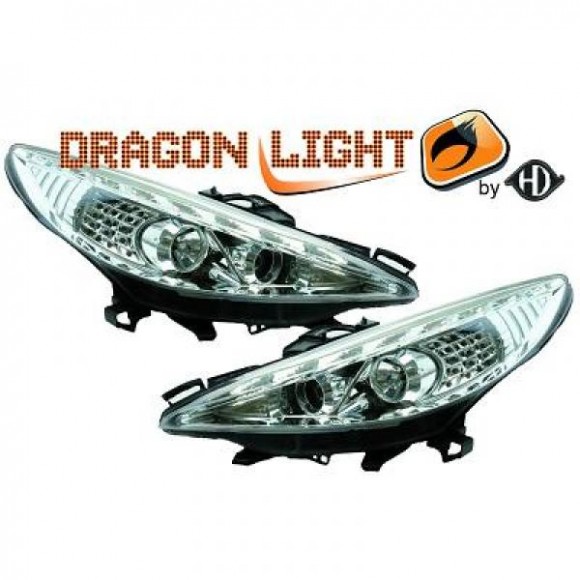 Koplampen met LED verlichting Peugeot 207 (2006 - 2009) - Chroom ... Koplampen met LED verlichting Peugeot 207 (2006 - 2009) - Chroom ...