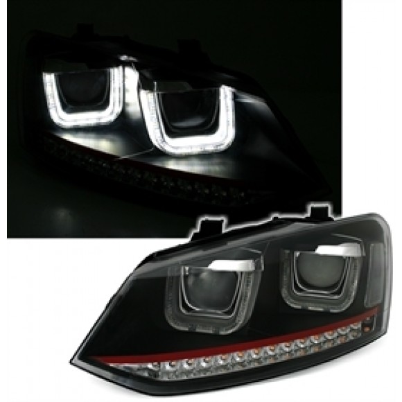 Notitie Melodrama plaats Zwarte koplampen met Lighttube Vw Polo 6R 6C