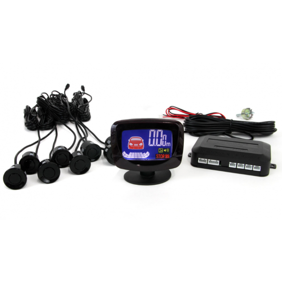 Parkeersensoren / Parkeerhulp met LCD Display en 8 sensoren - Zwart